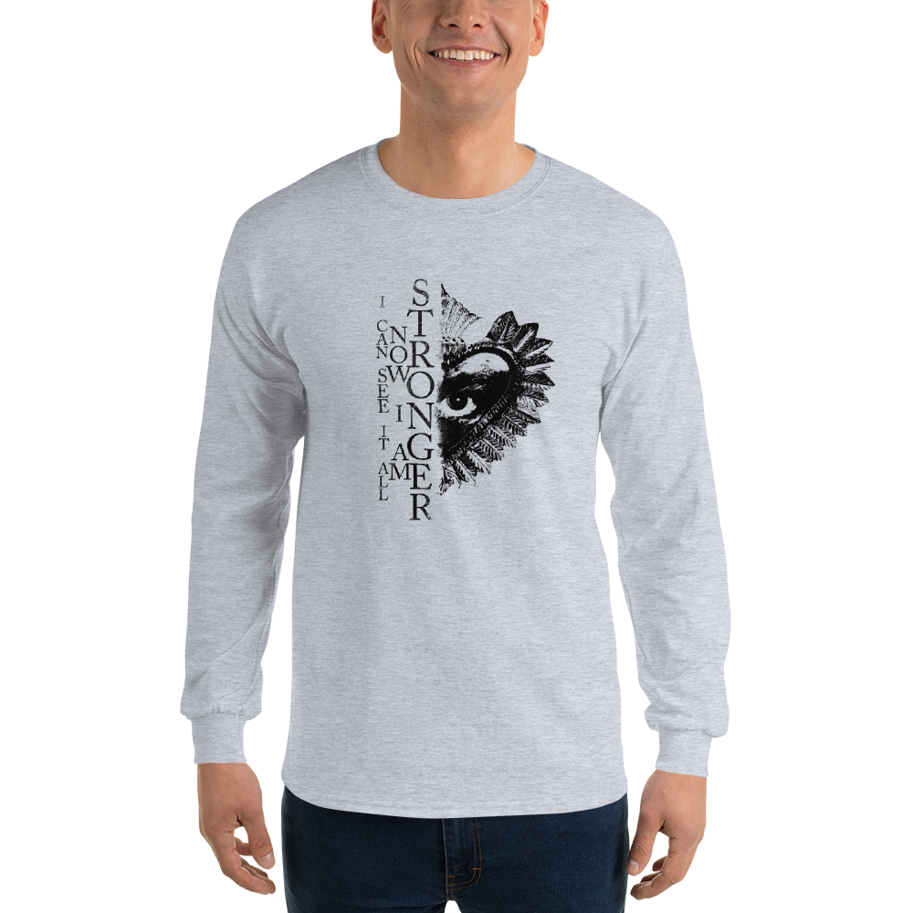 Men's long-sleeved shirt - Now I Am Stronger, Darker Hearts