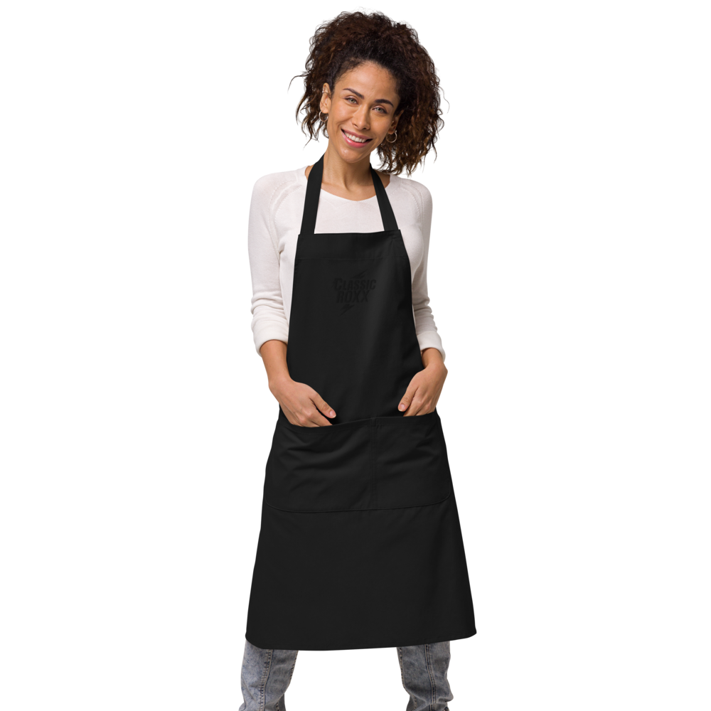 Apron made of organic cotton - Classic RoXX Logo, black on black