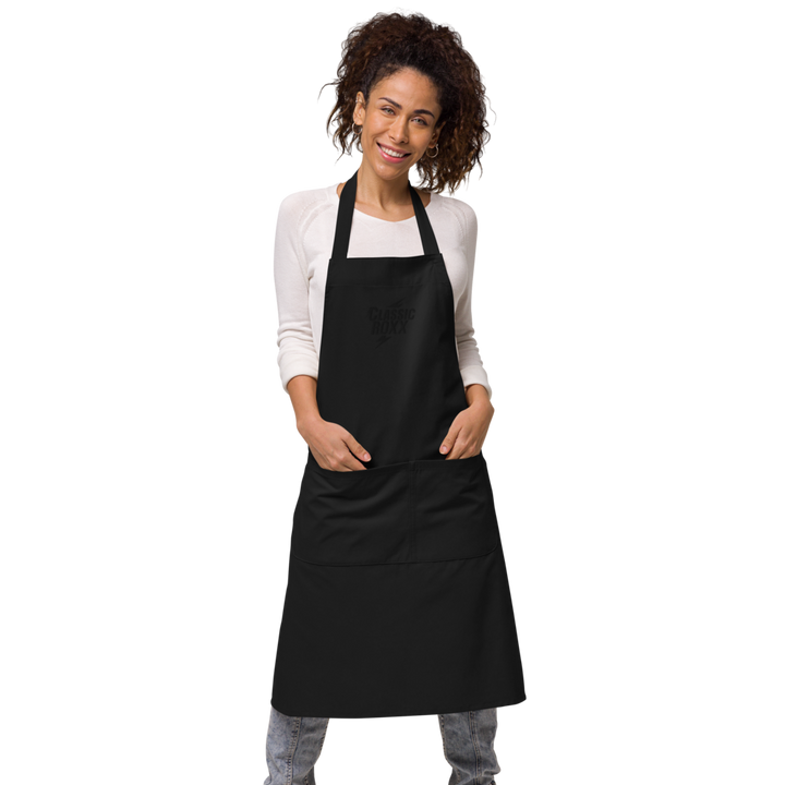 Apron made of organic cotton - Classic RoXX Logo, black on black