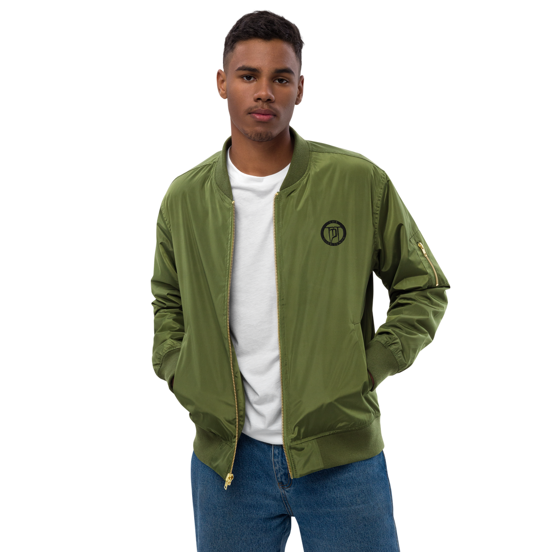 Premium Recycled Bomber Jacket Men - Classic Rocks, broderet