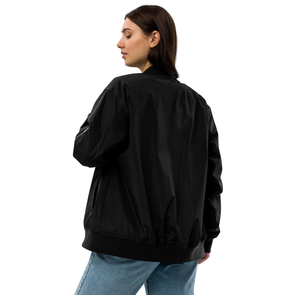 Premium Recycled Bomber Jacket Women - Classic RoXX Logo, embroidered, black on black