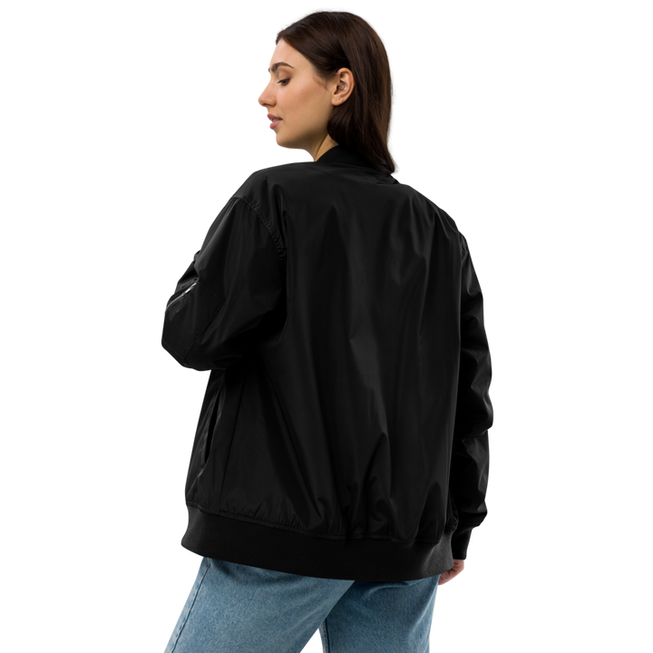 Premium Recycled Bomber Jacket Damer - Klassisk RoXX-logo, broderet, sort på sort