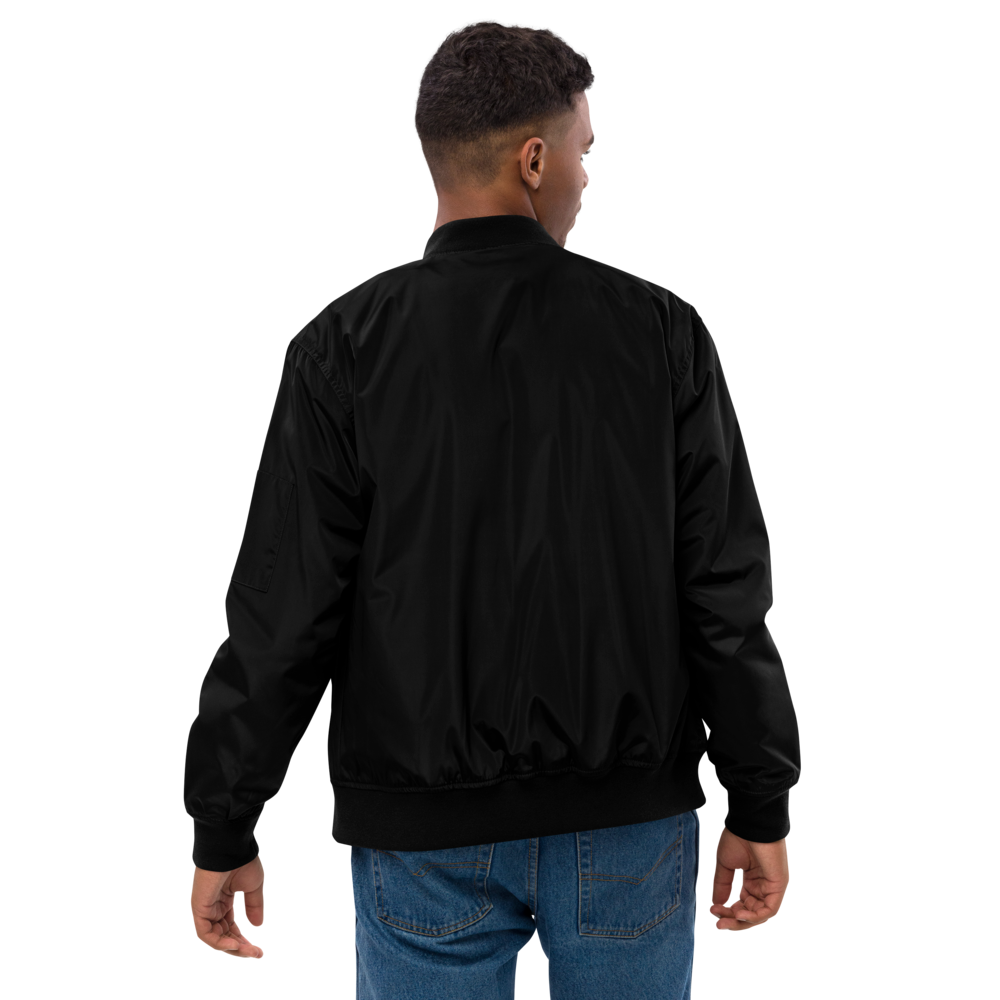 Premium Recycled Bomber Jacket Men - Classic RoXX Logo, embroidered, black on black