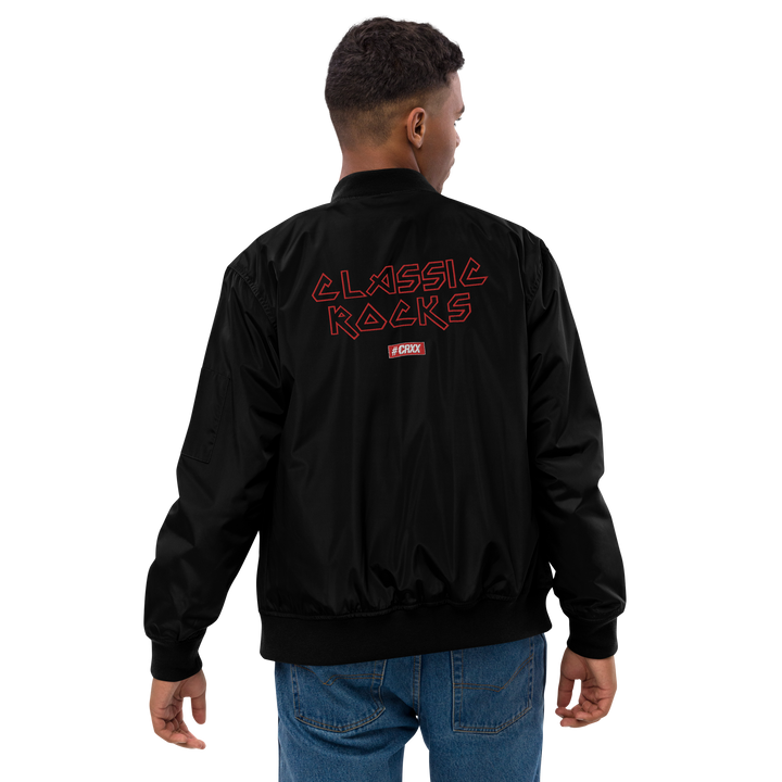 Premium Recycled Bomber Jacket Men - Classic Rocks, broderet