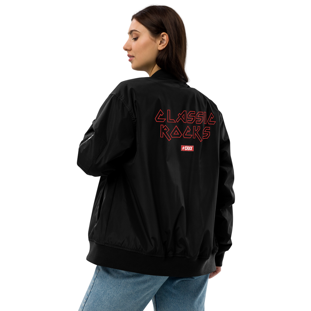 Premium Recycled Bomber Jacket Women - Classic Rocks, broderet