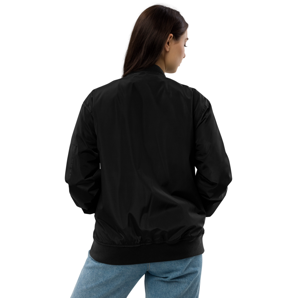 Premium Recycled Bomber Jacket Damer - Klassisk RoXX-logo, broderet, sort på sort