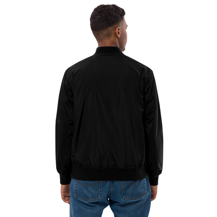 Premium Recycled Bomber Jacket Men - Classic RoXX Logo, embroidered, black on black