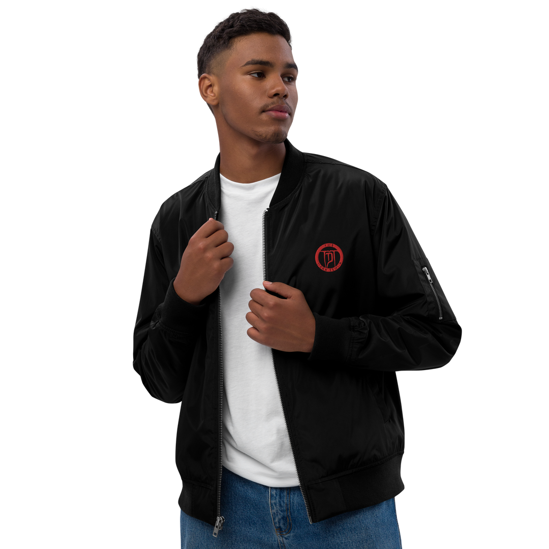 Premium Recycled Bomber Jacket Men - Classic Rocks, broderet