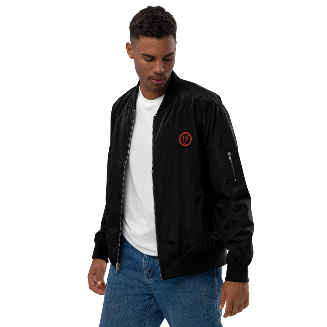 Premium Recycled Bomber Jacket Men - Classic Rocks, broderet