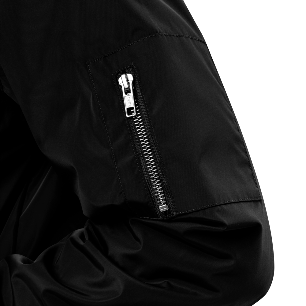 Premium Recycled Bomber Jacket Men - Classic RoXX Logo, embroidered, black on black