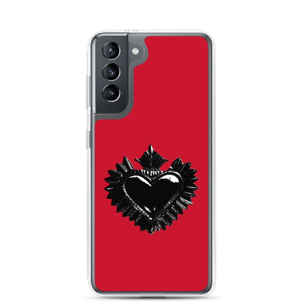 Samsung Phone Case - Darker Hearts, Black Heart, red