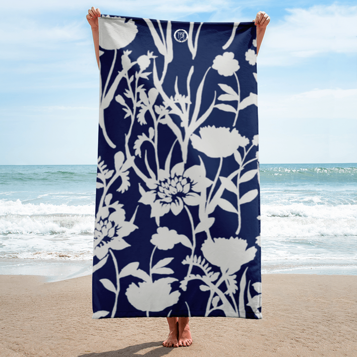 Large Beach Towel - Blue Flower