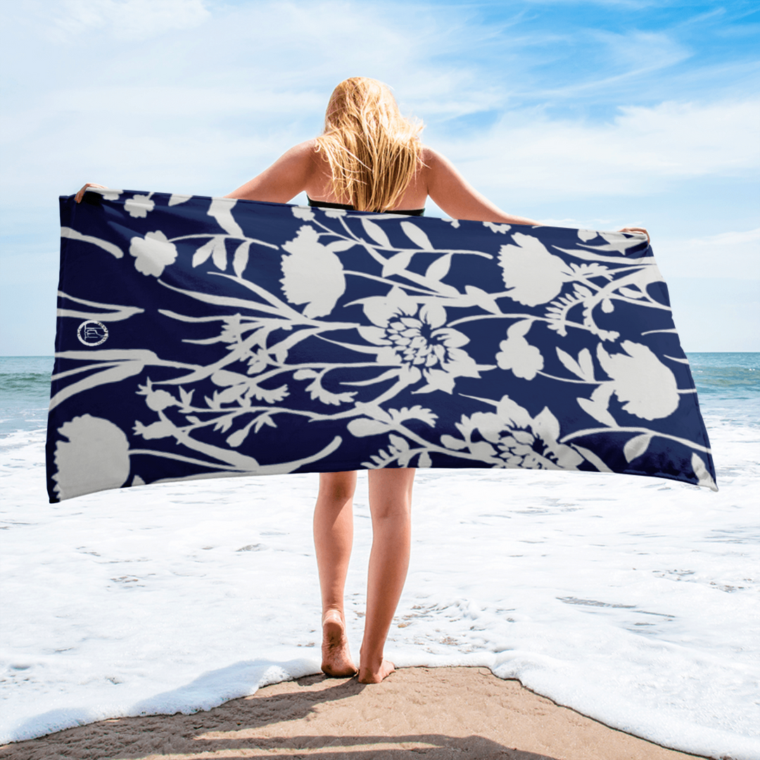 Large Beach Towel - Blue Flower