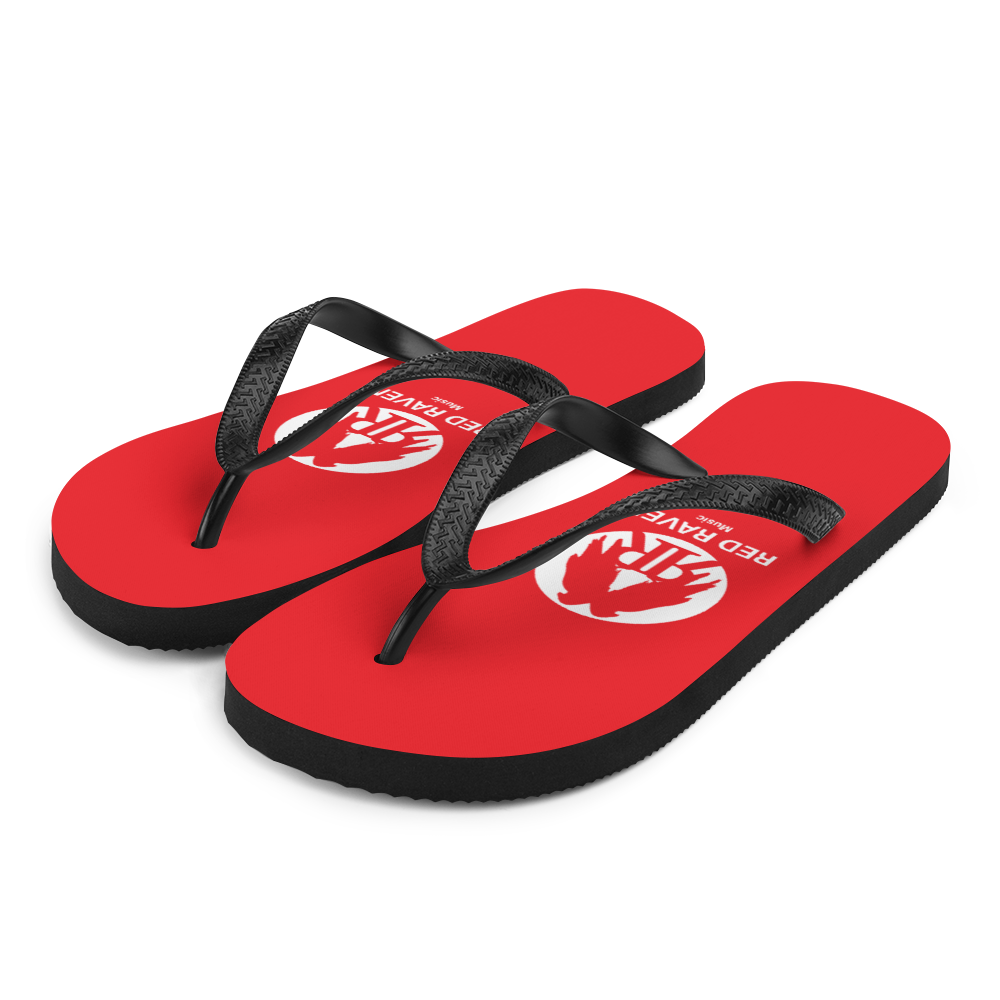 Flip flops - Red Raven Music Logo, red