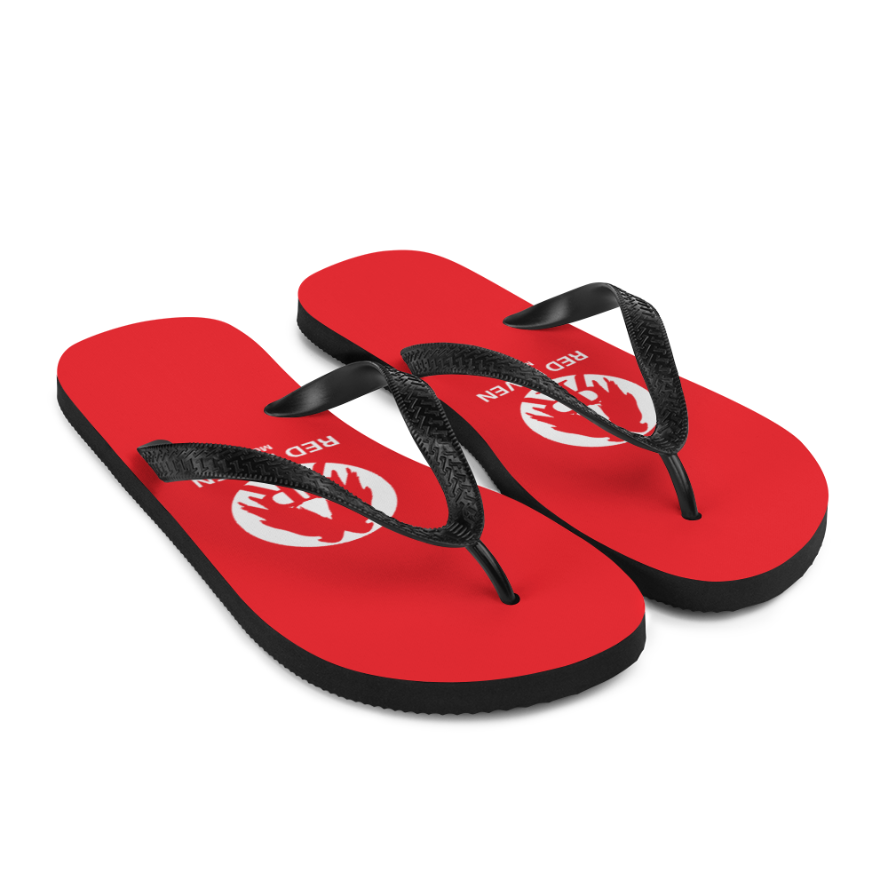 Flip flops - Red Raven Music Logo, red