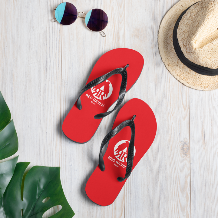 Flip flops - Red Raven Music Logo, red