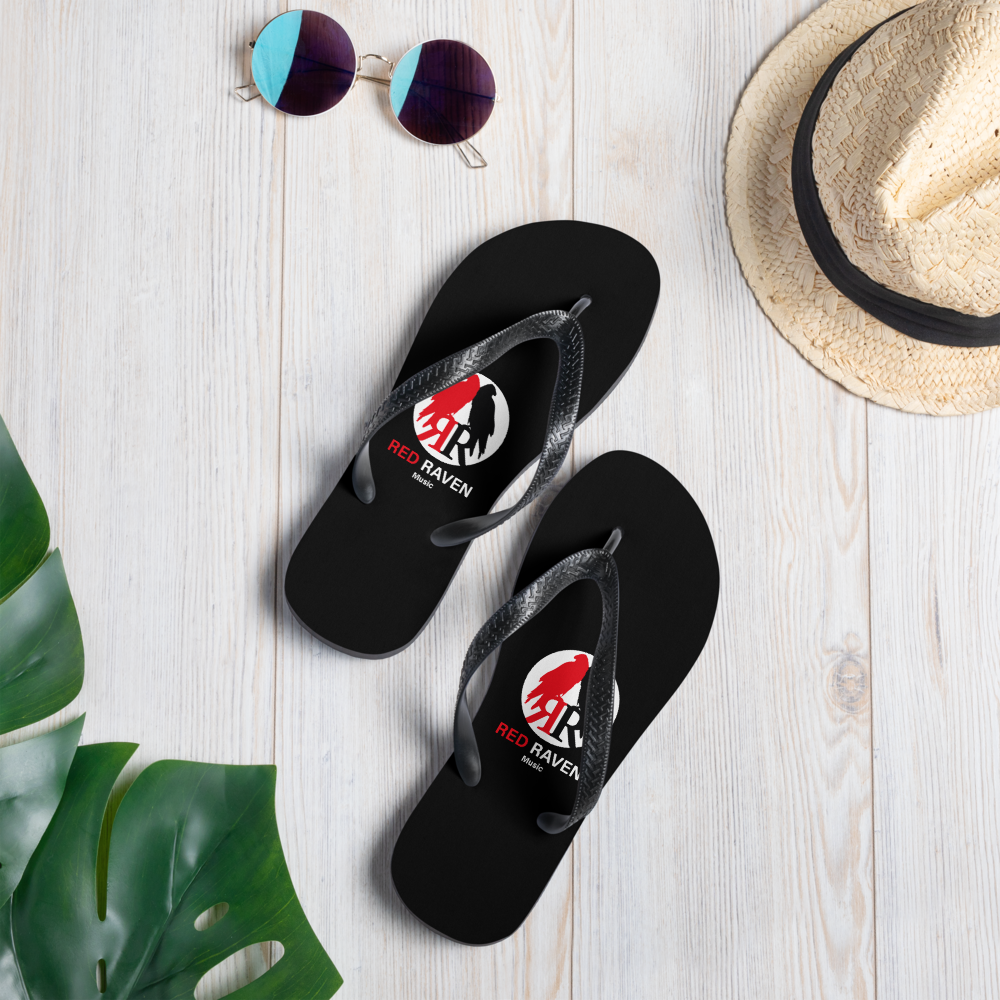 Flip flops - Red Raven Music Logo, black