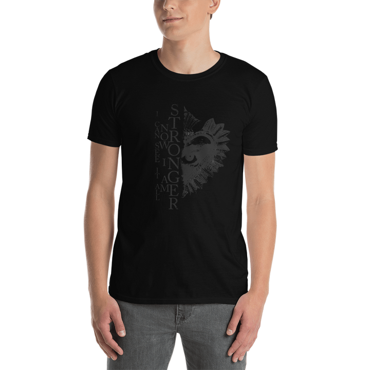 T-Shirt Herren - Now I Am Stronger, Darker Hearts, Black on Black