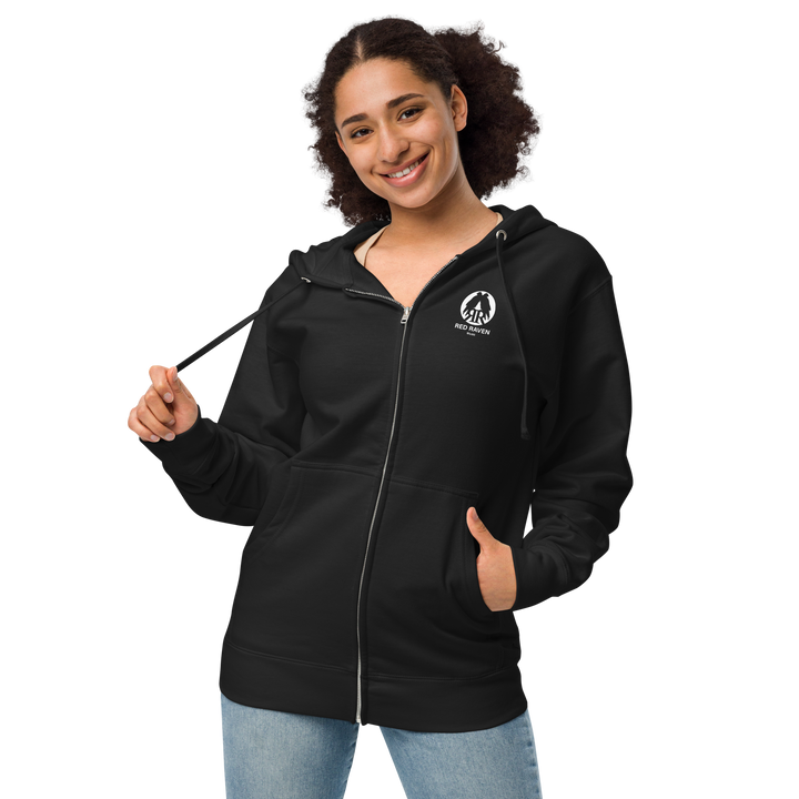 Women's Fleece Zipper Hoodie - Red Raven Logo