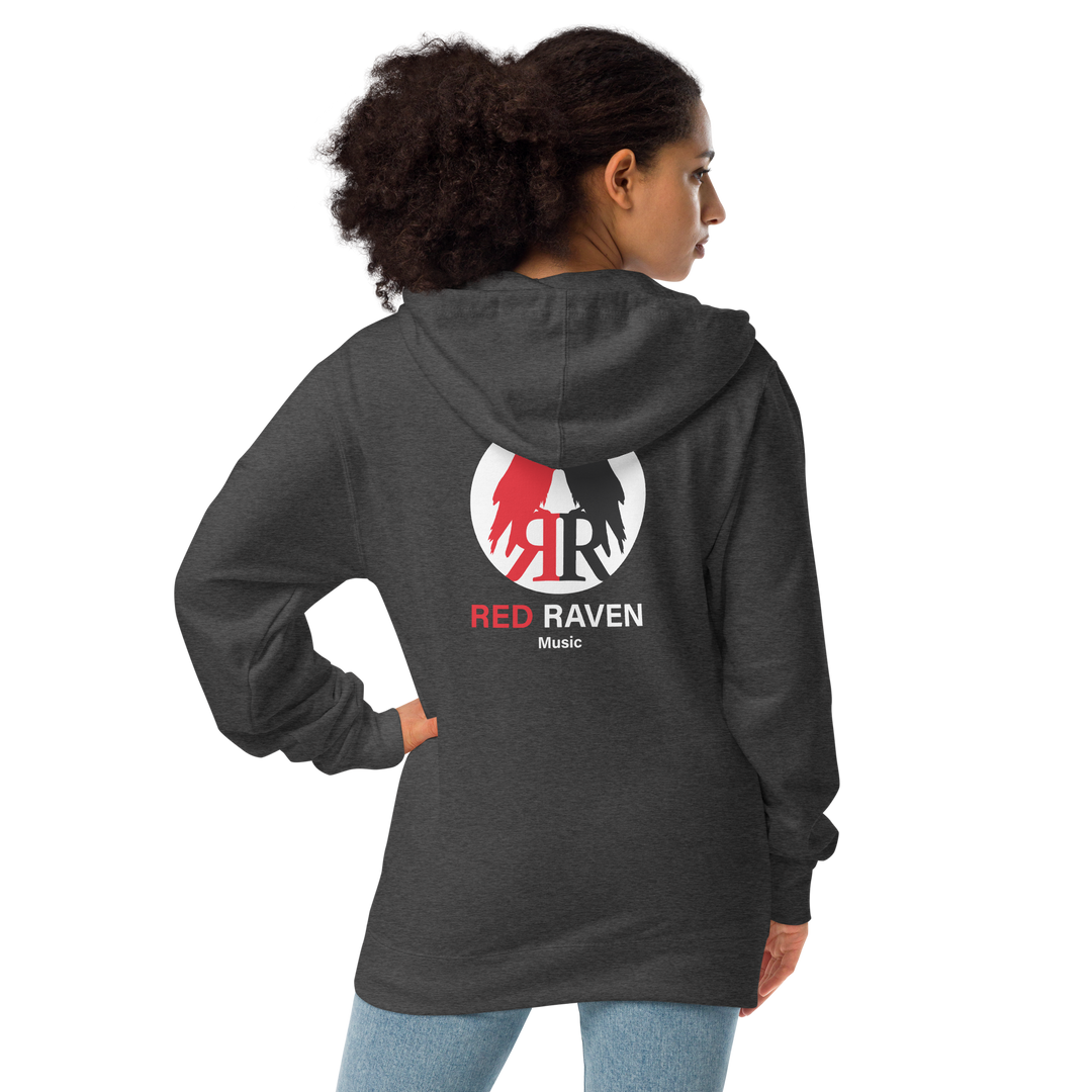 Women's Fleece Zipper Hoodie - Red Raven Logo