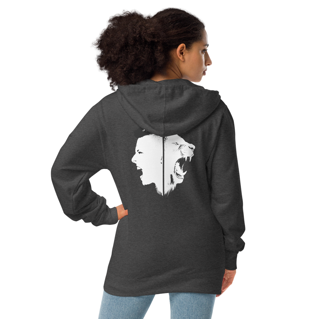 Zipper hoodie made of fleece women - When You Roar, White