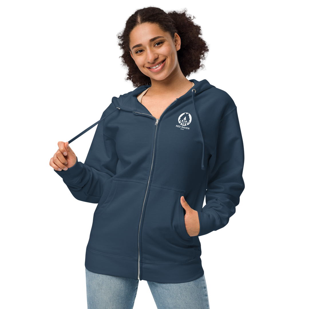 Women's Fleece Zipper Hoodie - Red Raven Logo