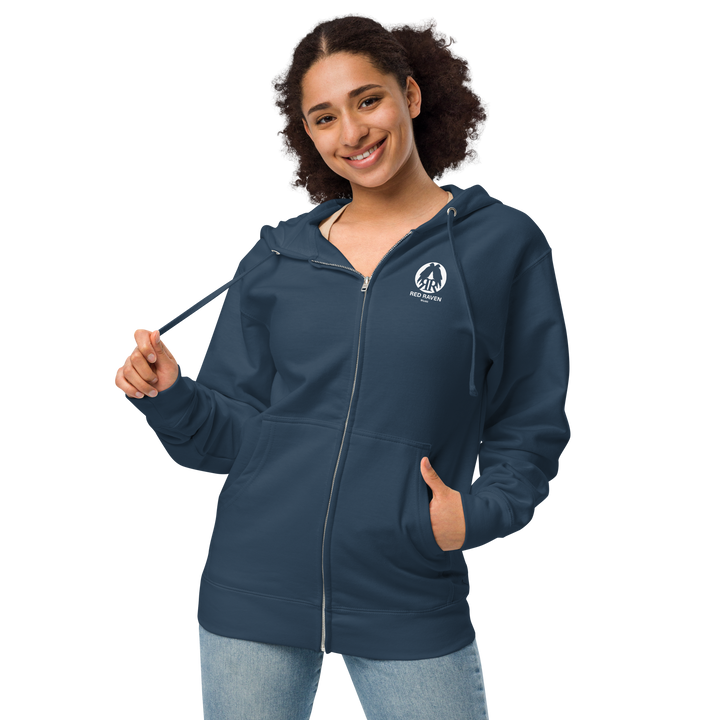 Women's Fleece Zipper Hoodie - Red Raven Logo