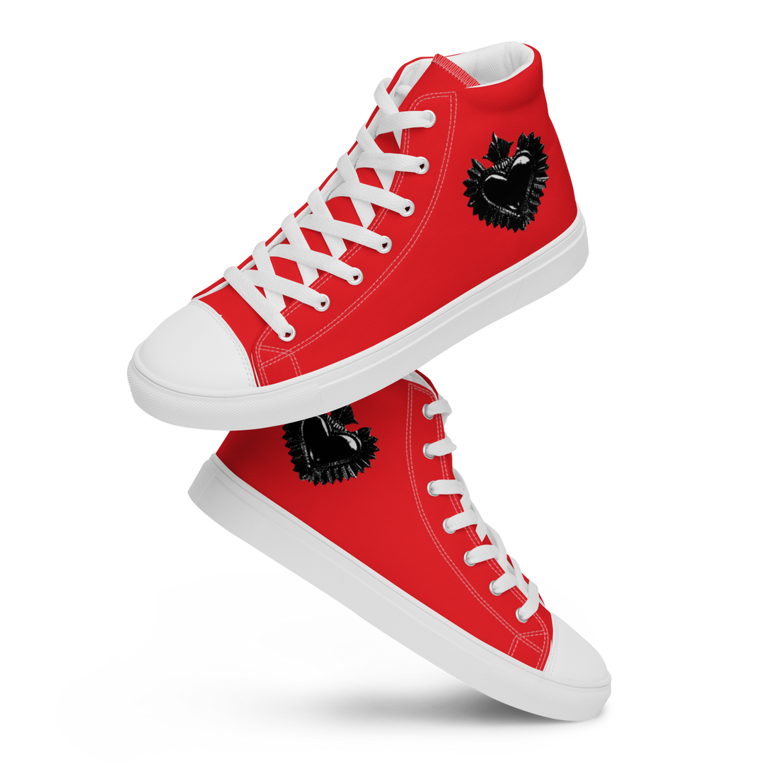 High-Top Shoes Women - Darker Hearts, Red