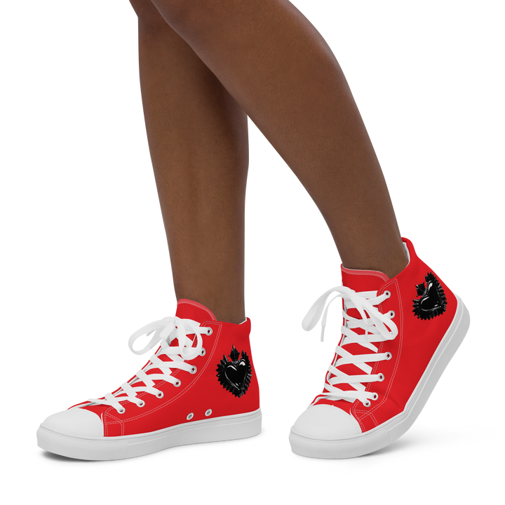 High-Top Shoes Women - Darker Hearts, Red